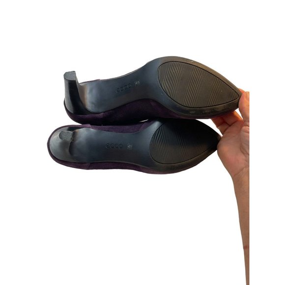 Ecco Booties Women Size 10 (41) Purple Suede Pull On Pointed Toe 3” Black Heel - Picture 9 of 12